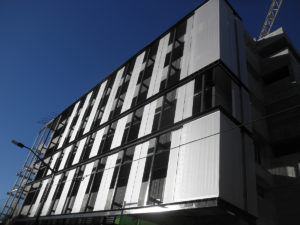 Ponce City Market parking garage textile fabric cladding in direct sun